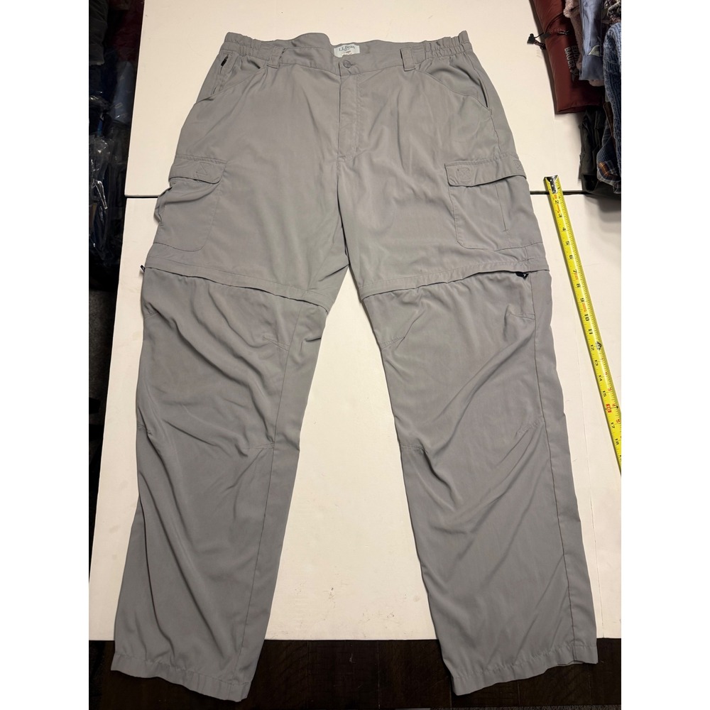 LL Bean Mens Gray Convertible Cargo Pants Zip Off Hiking Shorts Size L Reg 29340